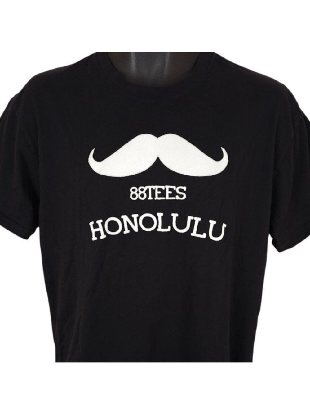Honolulu T Shirt Mens Size Large Black 88 Tees Mustache Hawaii